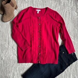 ✨EUC!💕Charter Club Bright Pink Pleated-Front Cardigan